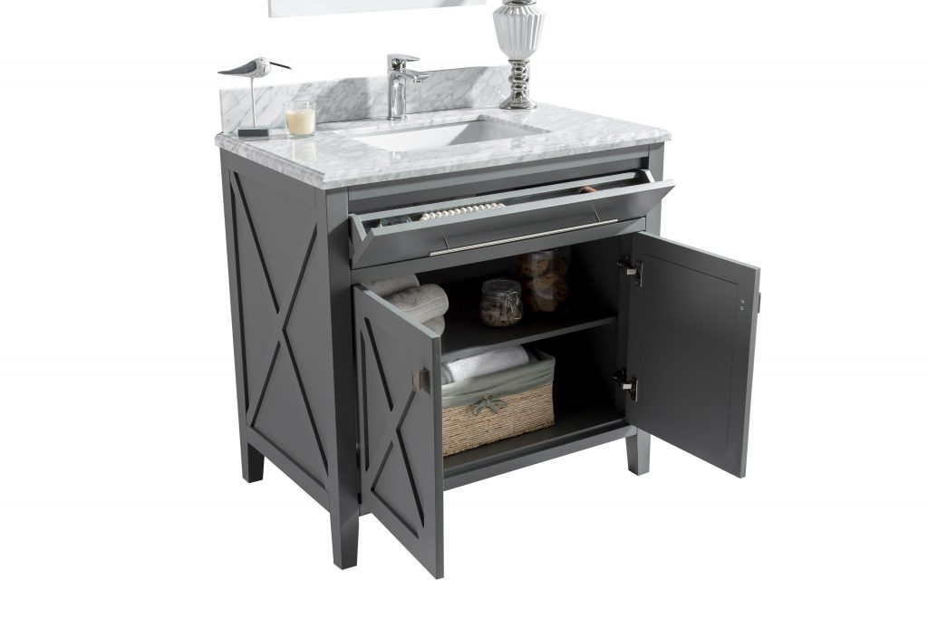 Laviva | Wimbledon 36" Grey Bathroom Vanity with White Carrara Marble Countertop Laviva - Vanities Laviva   