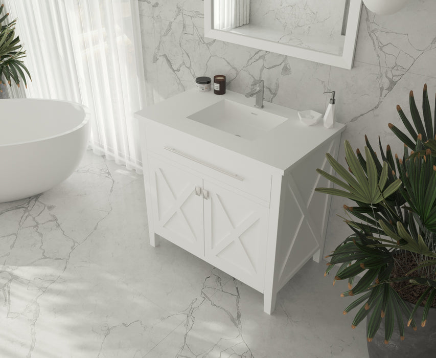 Laviva | Wimbledon 36" White Bathroom Vanity with Matte White VIVA Stone Solid Surface Countertop Laviva - Vanities Laviva   