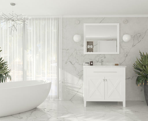 Laviva | Wimbledon 36" White Bathroom Vanity with White Carrara Marble Countertop Laviva - Vanities Laviva   