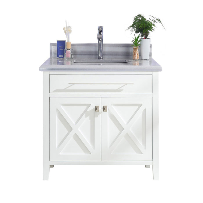 Laviva | Wimbledon 36" White Bathroom Vanity with White Stripes Marble Countertop Laviva - Vanities Laviva   