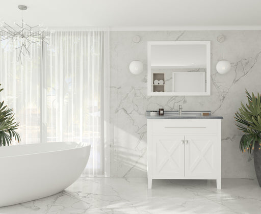 Laviva | Wimbledon 36" White Bathroom Vanity with White Stripes Marble Countertop Laviva - Vanities Laviva   