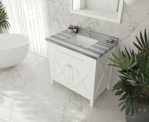 Laviva | Wimbledon 36" White Bathroom Vanity with White Stripes Marble Countertop Laviva - Vanities Laviva   