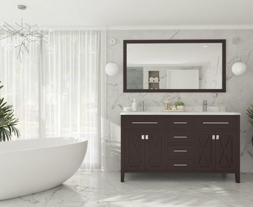 Laviva | Wimbledon 60" Brown Double Sink Bathroom Vanity with White Carrara Marble Countertop Laviva - Vanities Laviva   