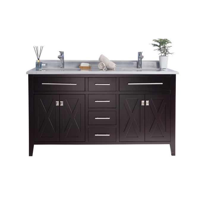 Laviva | Wimbledon 60" Brown Double Sink Bathroom Vanity with White Stripes Marble Countertop Laviva - Vanities Laviva   