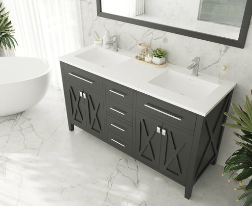 Laviva | Wimbledon 60" Espresso Double Sink Bathroom Vanity with Matte White VIVA Stone Solid Surface Countertop Laviva - Vanities Laviva   