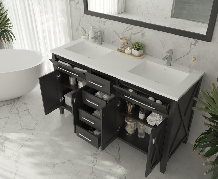 Laviva | Wimbledon 60" Espresso Double Sink Bathroom Vanity with Matte White VIVA Stone Solid Surface Countertop Laviva - Vanities Laviva   