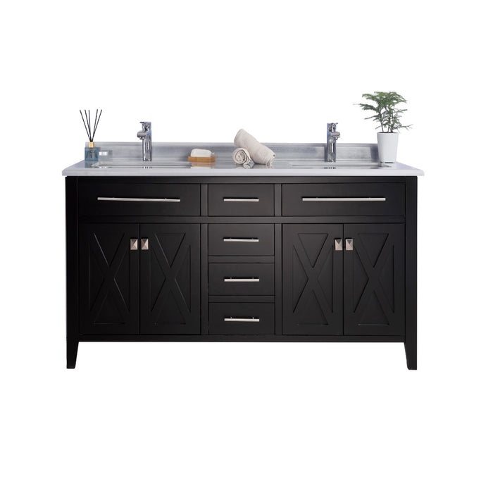 Laviva | Wimbledon 60" Espresso Double Sink Bathroom Vanity with White Stripes Marble Countertop Laviva - Vanities Laviva   