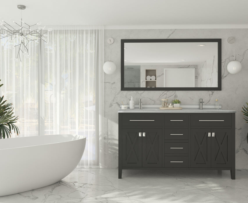 Laviva | Wimbledon 60" Espresso Double Sink Bathroom Vanity with White Stripes Marble Countertop Laviva - Vanities Laviva   