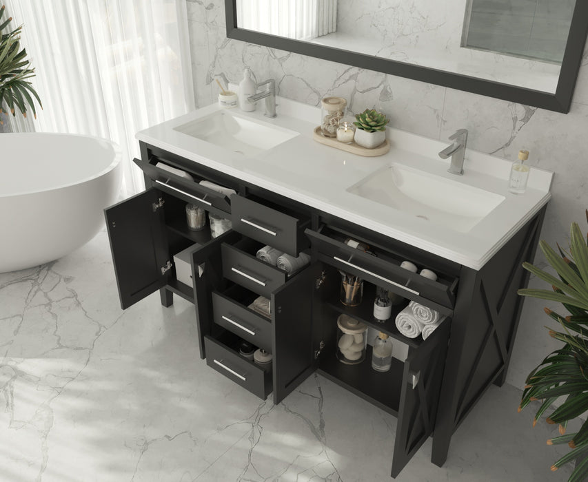 Laviva | Wimbledon 60" Espresso Double Sink Bathroom Vanity with White Stripes Marble Countertop Laviva - Vanities Laviva   