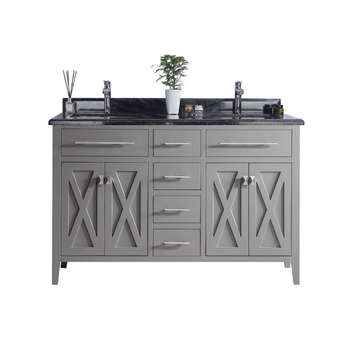 Laviva | Wimbledon 60" Grey Double Sink Bathroom Vanity with Black Wood Marble Countertop Laviva - Vanities Laviva   