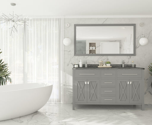 Laviva | Wimbledon 60" Grey Double Sink Bathroom Vanity with Black Wood Marble Countertop Laviva - Vanities Laviva   