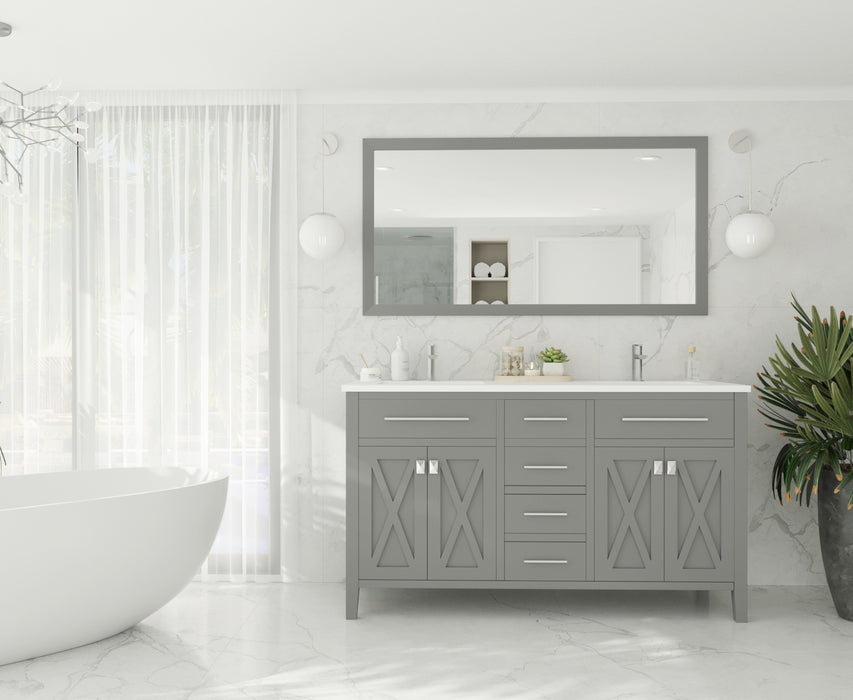 Laviva | Wimbledon 60" Grey Double Sink Bathroom Vanity with Matte White VIVA Stone Solid Surface Countertop Laviva - Vanities Laviva   