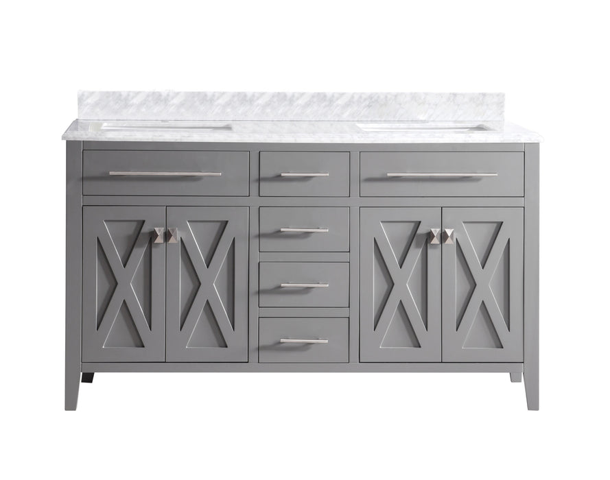 Laviva | Wimbledon 60" Grey Double Sink Bathroom Vanity with White Carrara Marble Countertop Laviva - Vanities Laviva   