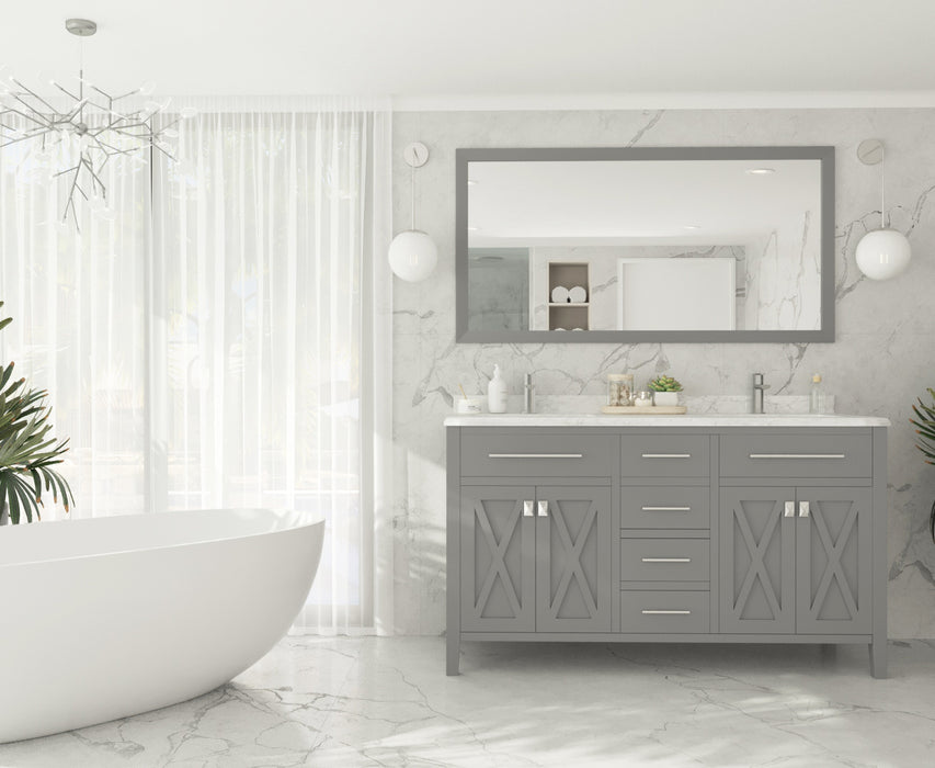 Laviva | Wimbledon 60" Grey Double Sink Bathroom Vanity with White Carrara Marble Countertop Laviva - Vanities Laviva   