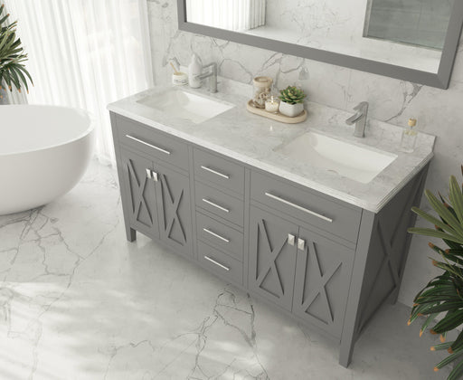 Laviva | Wimbledon 60" Grey Double Sink Bathroom Vanity with White Carrara Marble Countertop Laviva - Vanities Laviva   