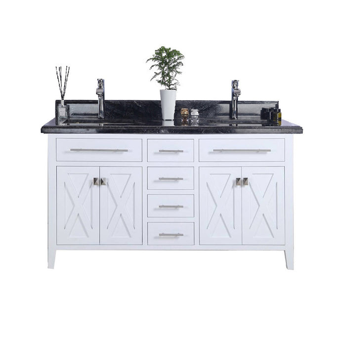 Laviva | Wimbledon 60" White Double Sink Bathroom Vanity with Black Wood Marble Countertop Laviva - Vanities Laviva   