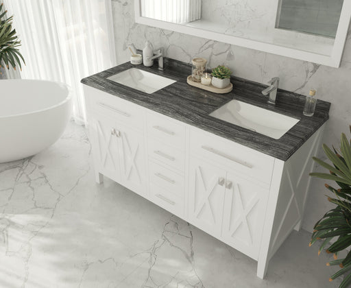 Laviva | Wimbledon 60" White Double Sink Bathroom Vanity with Black Wood Marble Countertop Laviva - Vanities Laviva   