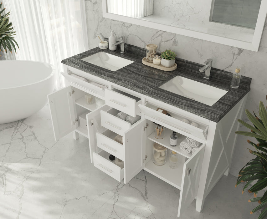 Laviva | Wimbledon 60" White Double Sink Bathroom Vanity with Black Wood Marble Countertop Laviva - Vanities Laviva   