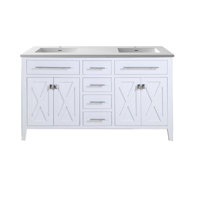 Laviva | Wimbledon 60" White Double Sink Bathroom Vanity with Matte White VIVA Stone Solid Surface Countertop Laviva - Vanities Laviva   