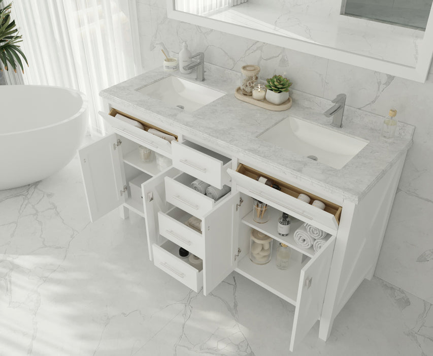 Laviva | Wimbledon 60" White Double Sink Bathroom Vanity with Matte White VIVA Stone Solid Surface Countertop Laviva - Vanities Laviva   