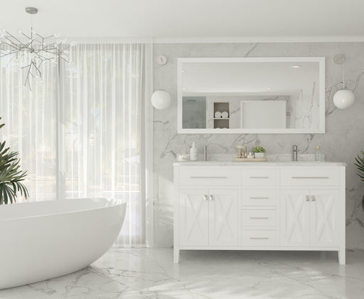 Laviva | Wimbledon 60" White Double Sink Bathroom Vanity with White Carrara Marble Countertop Laviva - Vanities Laviva   