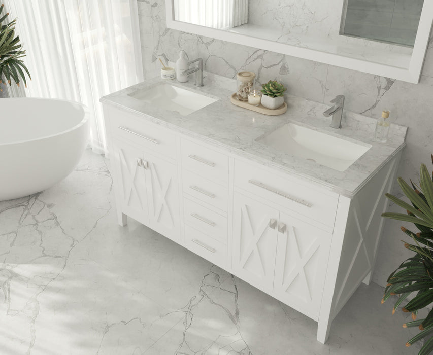 Laviva | Wimbledon 60" White Double Sink Bathroom Vanity with White Carrara Marble Countertop Laviva - Vanities Laviva   