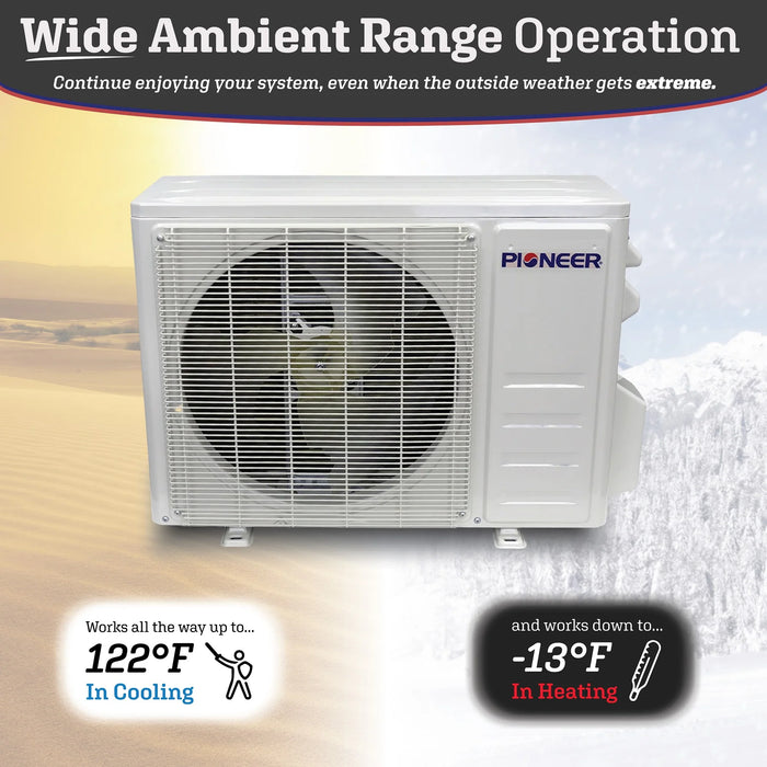 Pioneer | Diamante Series 9,000 BTU 19 SEER 230V Ductless Mini-Split Air Conditioner Heat Pump Full Set Pioneer - Mini-Split, Inverter, AC, and Heat Pump Pioneer   