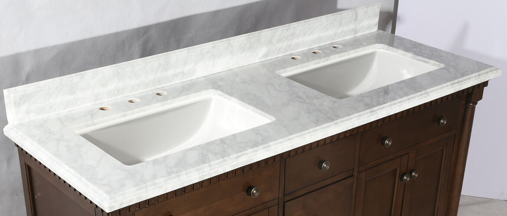 Legion Furniture | 60" Antique Coffee Sink Vanity With Carrara White Top And Matching Backsplash Without Faucet Legion Furniture Legion Furniture   