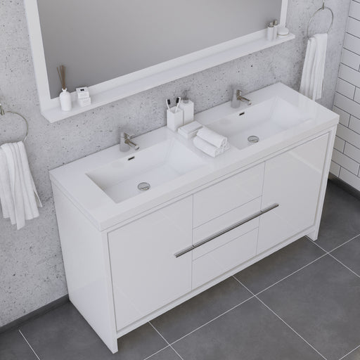 Alya Bath | Sortino 60 Double" Modern Bathroom Vanity in White (Free Standing) Alya Bath - Vanities Alya Bath   