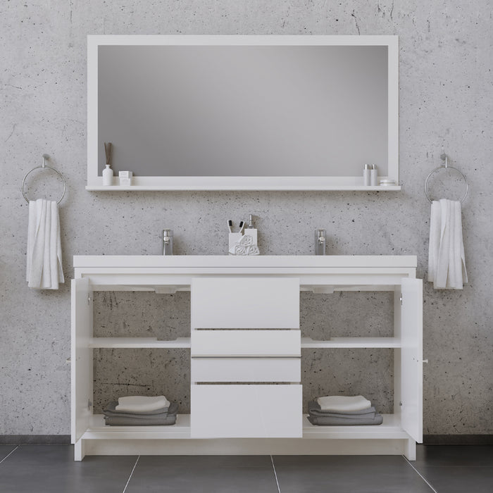 Alya Bath | Sortino 60 Double" Modern Bathroom Vanity in White (Free Standing) Alya Bath - Vanities Alya Bath   