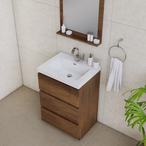 Alya Bath | Paterno 24" Modern Freestanding Bathroom Vanity in Rosewood Alya Bath - Vanities Alya Bath   