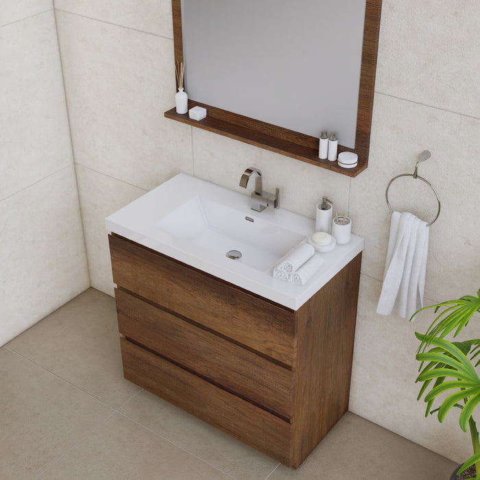 Alya Bath | Paterno 36" Modern Freestanding Bathroom Vanity in Rosewood Alya Bath - Vanities Alya Bath   