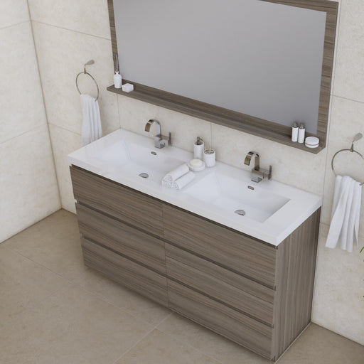 Alya Bath | Paterno 60" Double Modern Freestanding Bathroom Vanity in Gray Alya Bath - Vanities Alya Bath   