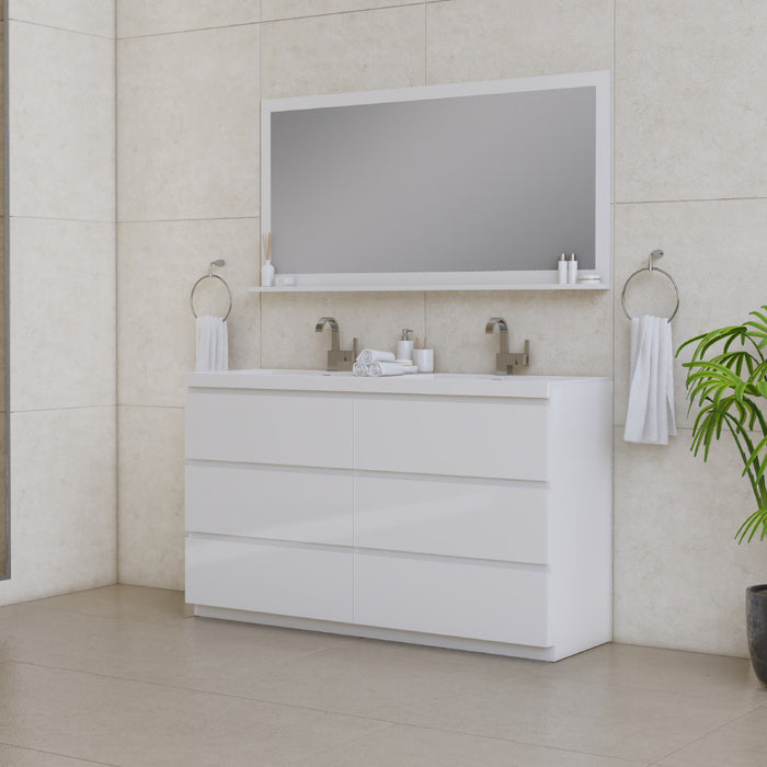 Alya Bath | Paterno 60" Double Modern Freestanding Bathroom Vanity in White Alya Bath - Vanities Alya Bath   