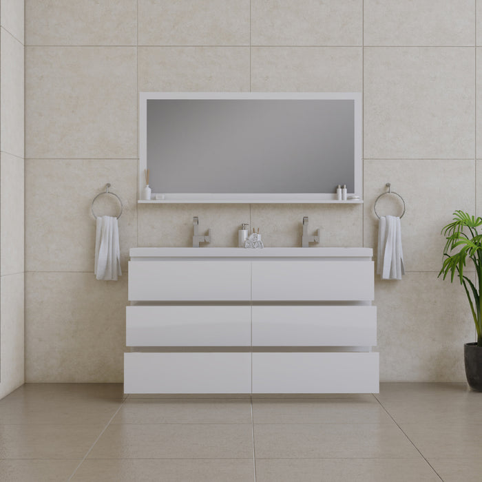 Alya Bath | Paterno 60" Double Modern Freestanding Bathroom Vanity in White Alya Bath - Vanities Alya Bath   