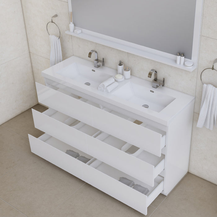 Alya Bath | Paterno 60" Double Modern Freestanding Bathroom Vanity in White Alya Bath - Vanities Alya Bath   