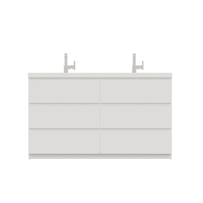 Alya Bath | Paterno 60" Double Modern Freestanding Bathroom Vanity in White Alya Bath - Vanities Alya Bath   