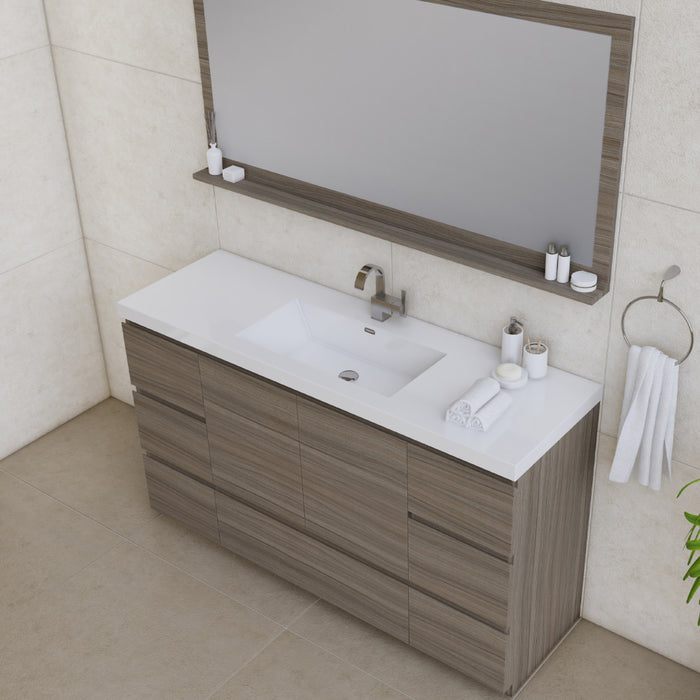 Alya Bath | Paterno 60" Single Modern Freestanding Bathroom Vanity in Gray Alya Bath - Vanities Alya Bath   