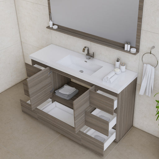 Alya Bath | Paterno 60" Single Modern Freestanding Bathroom Vanity in Gray Alya Bath - Vanities Alya Bath   