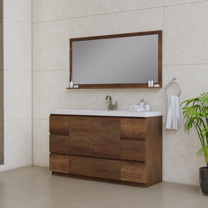 Alya Bath | Paterno 60" Single Modern Freestanding Bathroom Vanity in Rosewood Alya Bath - Vanities Alya Bath   