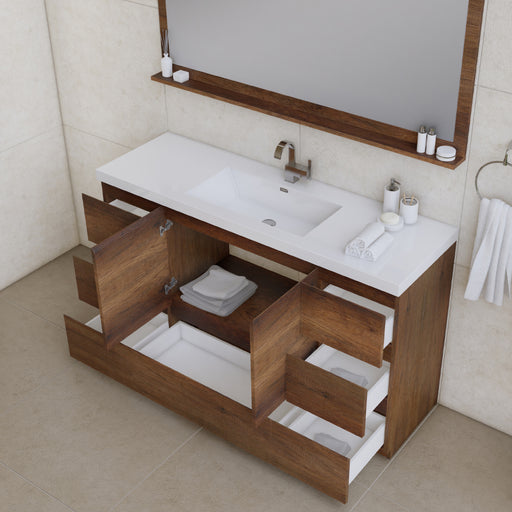 Alya Bath | Paterno 60" Single Modern Freestanding Bathroom Vanity in Rosewood Alya Bath - Vanities Alya Bath   