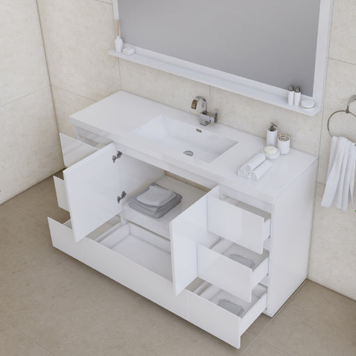 Alya Bath | Paterno 60" Single Modern Freestanding Bathroom Vanity in White Alya Bath - Vanities Alya Bath   