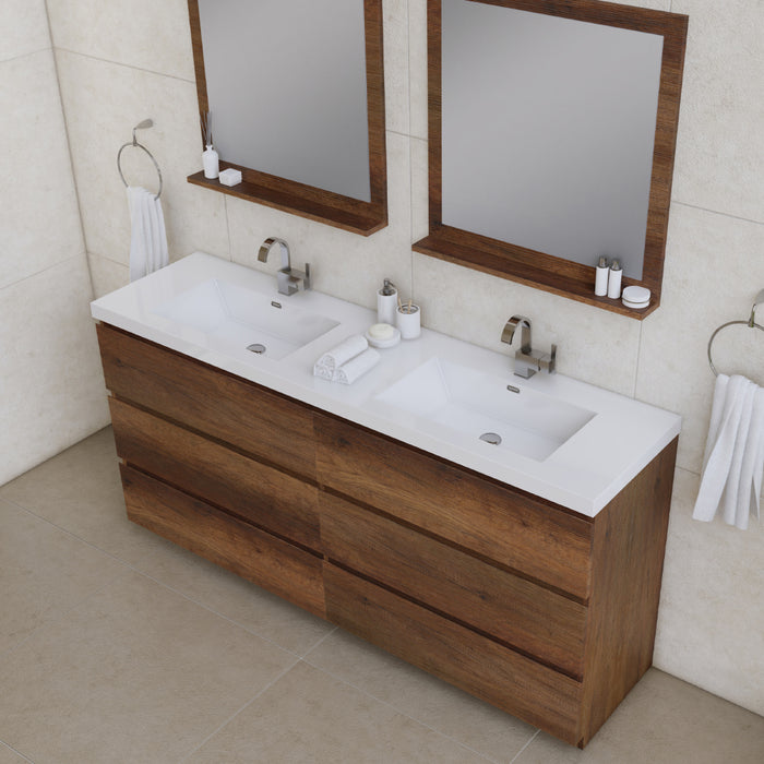 Alya Bath | Paterno 72" Modern Freestanding Bathroom Vanity in Rosewood Alya Bath - Vanities Alya Bath   