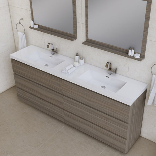 Alya Bath | Paterno 84" Modern Freestanding Bathroom Vanity in Gray Alya Bath - Vanities Alya Bath   