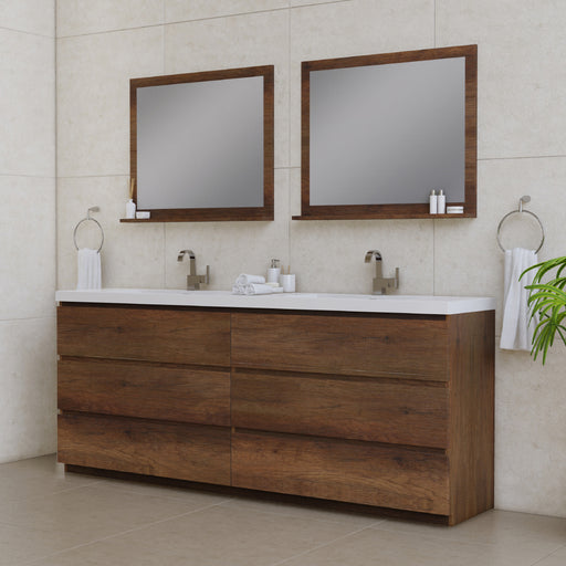 Alya Bath | Paterno 84" Modern Freestanding Bathroom Vanity in Rosewood Alya Bath - Vanities Alya Bath   