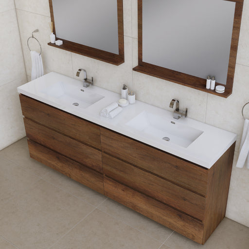 Alya Bath | Paterno 84" Modern Freestanding Bathroom Vanity in Rosewood Alya Bath - Vanities Alya Bath   