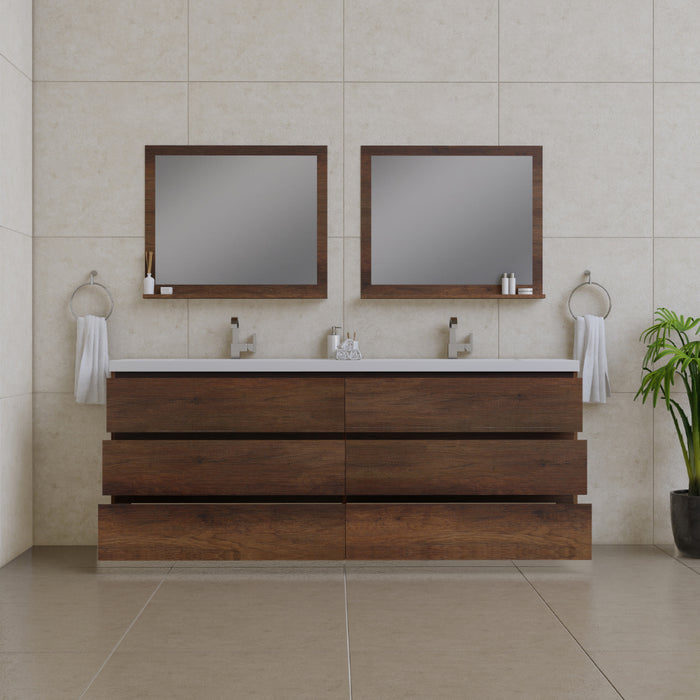 Alya Bath | Paterno 84" Modern Freestanding Bathroom Vanity in Rosewood Alya Bath - Vanities Alya Bath   