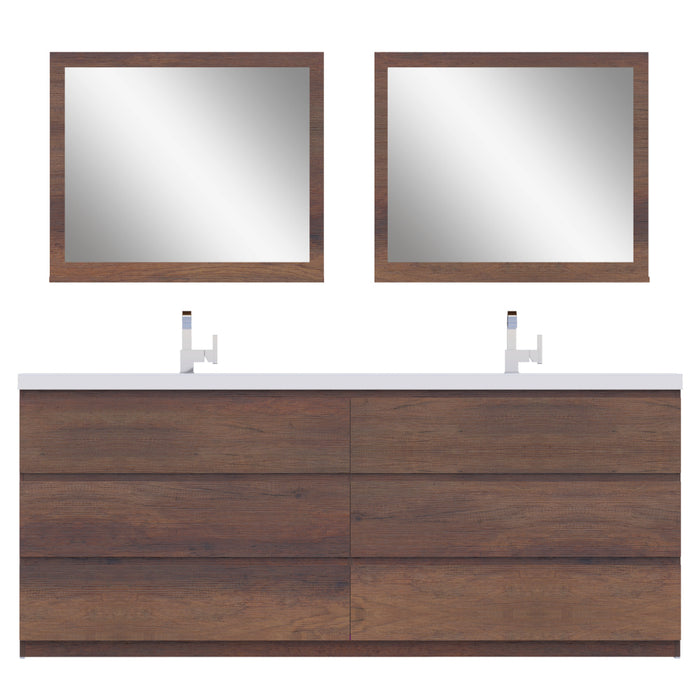 Alya Bath | Paterno 84" Modern Freestanding Bathroom Vanity in Rosewood Alya Bath - Vanities Alya Bath   