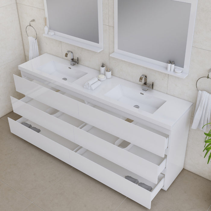 Alya Bath | Paterno 84" Modern Freestanding Bathroom Vanity in White Alya Bath - Vanities Alya Bath   