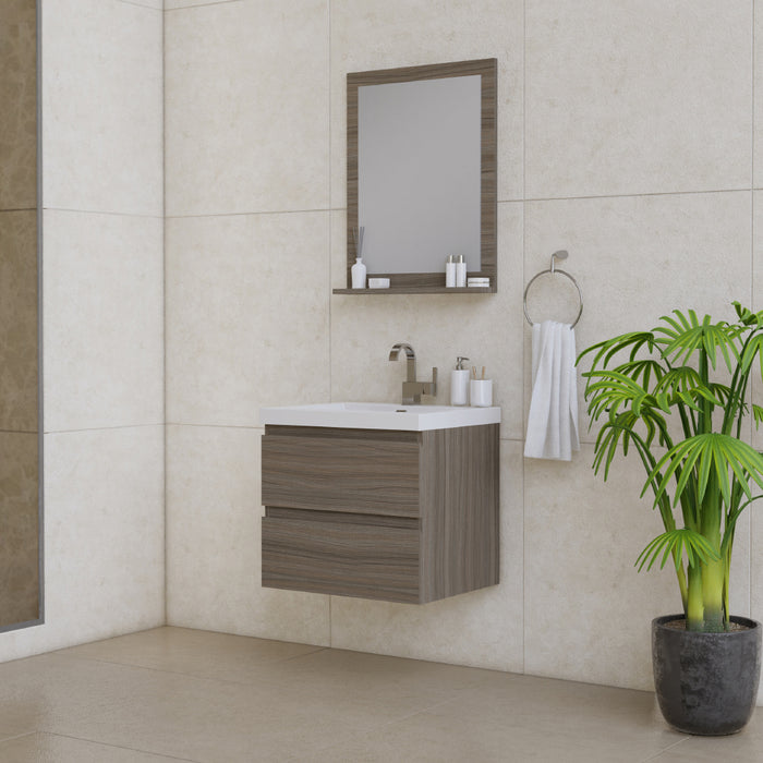 Alya Bath | Paterno 24" Modern Wall Mounted Bathroom Vanity in Gray Alya Bath - Vanities Alya Bath   